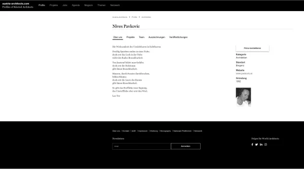 Website Screenshot: pavkovic.at - Nives Pavkovic - Bregenz, Österreich - Architekten - - Date: 2023-06-23 12:08:43