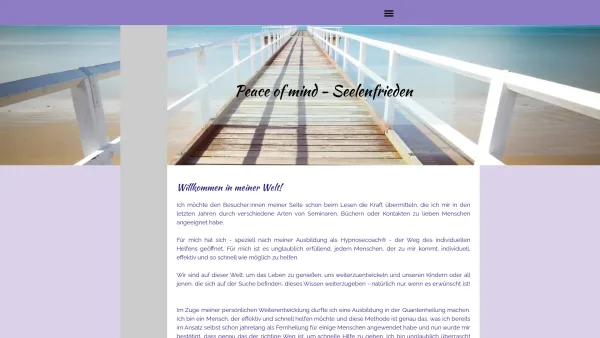 Website Screenshot: Helga Stössl, Mental und Hypnosecoach, Zentrum für Energie und Lichtarbeit - Peace of mind (Seelenfrieden) - Date: 2023-06-23 12:08:43