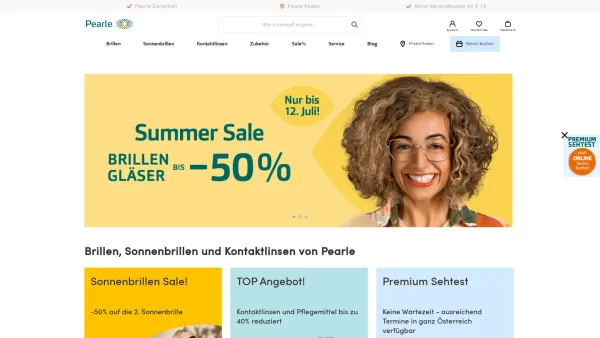 Website Screenshot: Pearle Österreich GmbH - Pearle | Brillen, Sonnenbrillen und Kontaktlinsen - Date: 2023-06-23 12:08:46