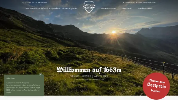 Website Screenshot: Peer Alm - Peer Alm: Ihre Almhütte in Navis - in Nähe Innsbruck & Brenner in Tirol - Date: 2023-06-15 16:02:34