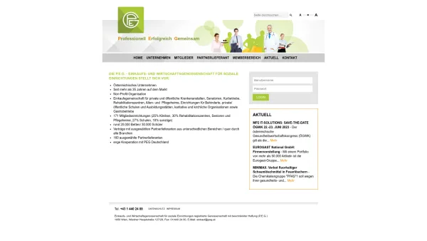 Website Screenshot: P.E.G. Einkauf und Wirtschaftsgenossenschaft für soziale Einrichtungen reg.Gen.mbH - PEG - Home - Date: 2023-06-23 12:08:46