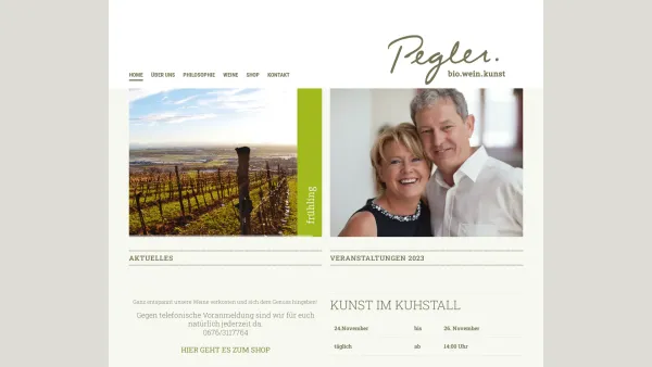 Website Screenshot: Pegler Weinbau und Heuriger - Home - bio.wein.kunst PEGLER - Date: 2023-06-23 12:08:46