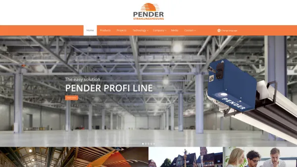 Website Screenshot: Pender Hallenheizungs GmbH - Pender Strahlungsheizung GmbH - Date: 2023-06-14 10:44:20