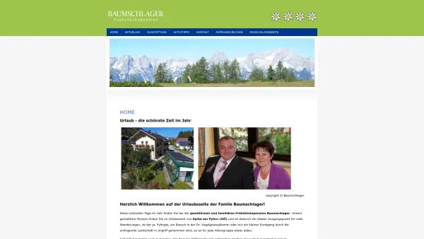 Website Screenshot: Pension Baumschlager so schön kann Urlaub sein! - Frühstückspension Baumschlager - Date: 2023-06-23 12:08:46