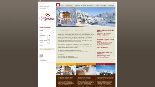 Website Screenshot: Pension Garni Erhart - Hotel Alpenherz in Gerlos - Zillertal - Date: 2023-06-14 10:44:20