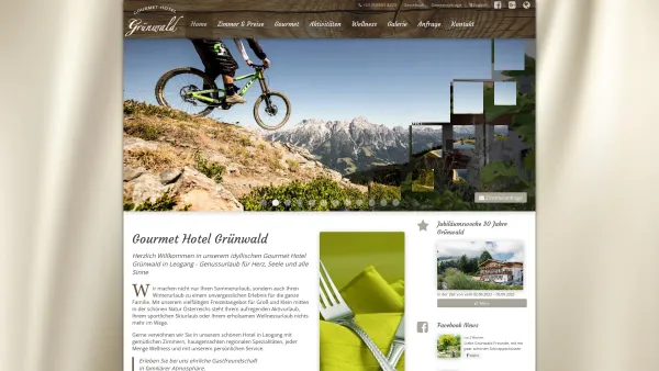Website Screenshot: Gourmet-Pension Gourmet Pension Grünwald - Gourmet, Wellness, Zimmer - Hotel Grünwald Leogang - Date: 2023-06-23 12:08:49