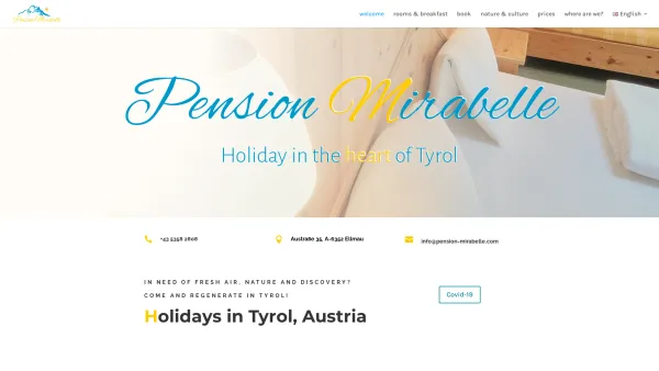 Website Screenshot: Pension Mirabelle ** in Tirol Früstuckspension, Halbpension, 100 m entfernung zur Hartkaiserbahn - - Holidays in Tyrol. Your hotel in Austria. Comfort, advice and friendliness. - Date: 2023-06-23 12:08:49