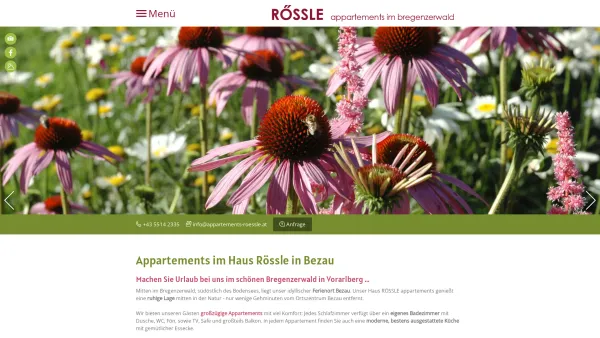 Website Screenshot: Frühstückspension Rössle*** - Willkommen - Appartements Rössle im Bregenzerwald - Date: 2023-06-23 12:08:49