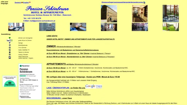 Website Screenshot: Hotel Pension Schönbrunn*** - Hotel Apartment Pension Schönbrunn Wien Österreich - Date: 2023-06-23 12:08:49