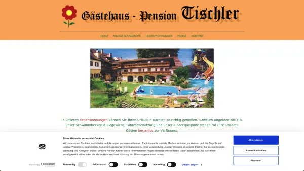 Website Screenshot: Gästehaus Pension Tischler - Gästehaus-Pension Tischler | Kirschentheuer bei Ferlach | Wörthersee-Rosental | Kärnten | Österreich - Date: 2023-06-15 16:02:34