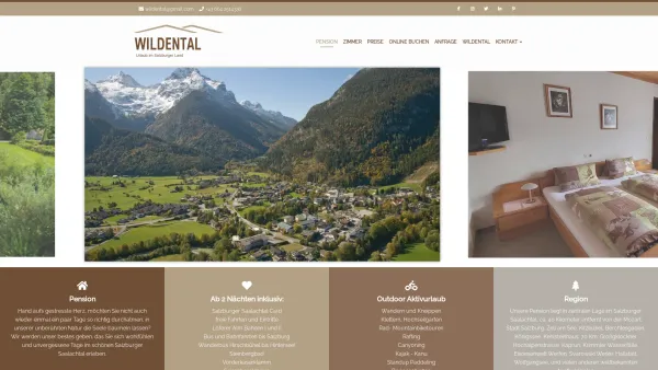 Website Screenshot: Pension Wildental - ▷ Pensionen ⇒ Pension Salzburger Land ⇒ Lofer - Marianne Pfannhauser - Pension Wildental - Date: 2023-06-23 12:08:49
