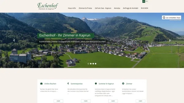 Website Screenshot: Pension Eschenhof - Herzlich Willkommen in der Pension Eschenhof in Kaprun - Date: 2023-06-14 10:44:20