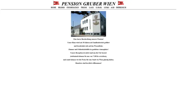 Website Screenshot: Pension Gruber - Pension Gruber Wien - Date: 2023-06-23 12:08:49