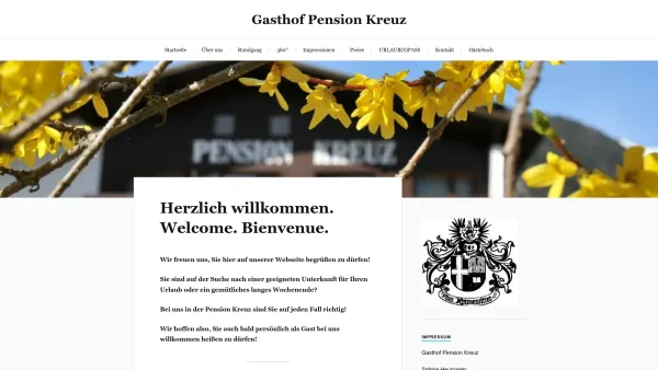 Website Screenshot: Pension Kreuz - Gasthof Pension Kreuz - Date: 2023-06-23 12:08:49