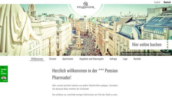 Website Screenshot: Hotel Pension PHARMADOR*** Wien Pension Wien Hotel Vienna Austria Vienne Autriche - Pension Pharmador | Willkommen - Date: 2023-06-14 10:44:23