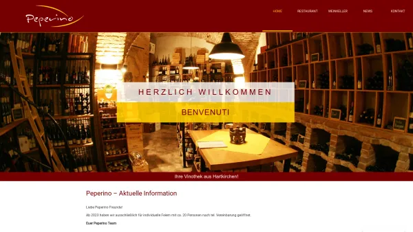 Website Screenshot: Vinothek Peperino - Vinothek und Restaurant Peperino aus Hartkirchen - Date: 2023-06-23 12:08:52