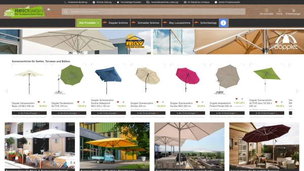 Website Screenshot: Perfect Garden Ihr Onlineshop für den perfekten Garten - PERFECTGARDEN - Sonnenschirme für Gastro, Garten & Balkon online kaufen! - Date: 2023-06-26 10:26:36
