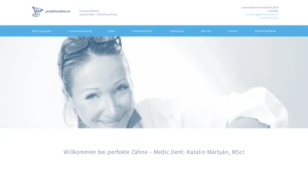 Website Screenshot: Zahnärztin Dr. Katalin Martyan Ordination Perfekte Zähne - Startseite - Dr. Katalin Mártyán - Date: 2023-06-26 10:26:38