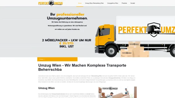 Website Screenshot: Perfektumzug - Umzug Wien - Umzugsservice Wien - Perfektumzug.at - Date: 2023-06-23 12:08:52