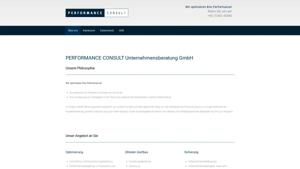 Website Screenshot: PERFORMANCE CONSULT Unternehmensberatung GmbH - PERFORMANCE CONSULT Unternehmensberatung GmbH | Wels - Date: 2023-06-23 12:08:52