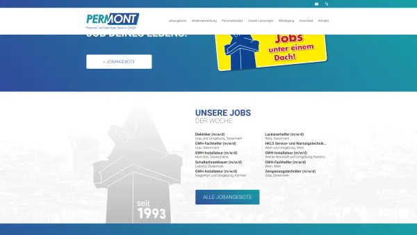 Website Screenshot: PERMONT Personal u. Montage Service GmbH - Personalbereitstellung seit 1993 » Wir liefern Job's mit Zukunft! - Date: 2023-06-23 12:08:52