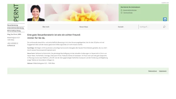 Website Screenshot: Kanzlei Mag. Eva Pernt - Steuerberaterin Wien | Mag. Eva Pernt, MBA - Date: 2023-06-14 10:44:23