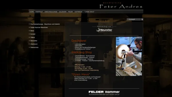 Website Screenshot: Peter Andres fine woodworking - Peter Andres - Kunsthandwerk auf höchstem Niveau - Wood, Fire, Metal, Art - Date: 2023-06-23 12:08:55