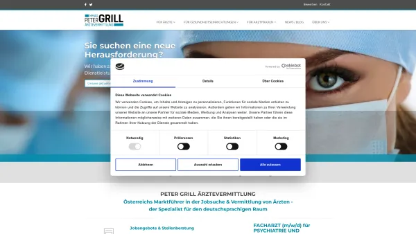 Website Screenshot: PETER GRILL ÄRZTEVERMITTLUNG - Arztjobs | Ärztesuche | Österreichs Profi | Grill Ärztevermittlung - Date: 2023-06-23 12:08:55