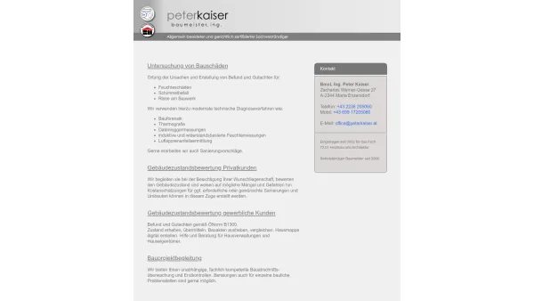 Website Screenshot: peterkaiser - Baubüro Bmst. Ing. Peter Kaiser - Date: 2023-06-23 12:08:55