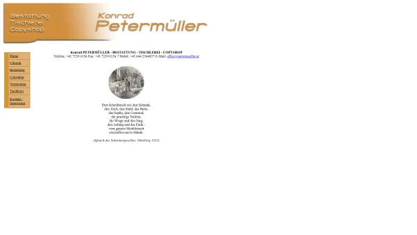Website Screenshot: Konrad Petermüller - PETERMÜLLER - Bestattung - Tischlerei - Copyshop - - Date: 2023-06-23 12:08:55