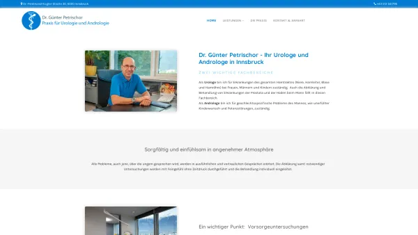 Website Screenshot: Dr. Günter Petrischor Praxis für Urologie - Urologe Innsbruck, Tirol - Facharzt für Urologie - Date: 2023-06-23 12:08:55