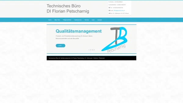 Website Screenshot: Ingenieurbüro Petscharnig - Technisches Büro DI Florian Petscharnig - Beratung, Schulung, Gutachten - Date: 2023-06-23 12:08:55
