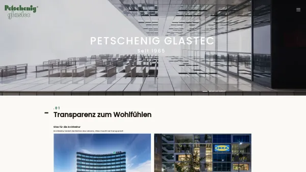 Website Screenshot: Petschenig glastec GmbH Co.KG Raasdorferstraße 22 A-2285 Leopoldsdorf Glas Verglasungen Glasfassaden - Home - Petschenig glastec GmbH - Transparenz zum Wohlfühlen - Date: 2023-06-23 12:08:55