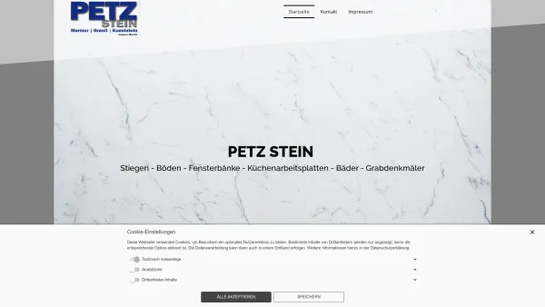 Website Screenshot: Johann Petz Design aus Stein - Petz Stein - Marmor - Granit - Kunststein - Date: 2023-06-14 10:38:24