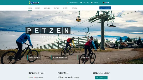 Website Screenshot: Petzen Bergbahnen Ges.m.b.H. - Petzen | Bergerlebnis in Kärnten | Wandern | MTB - Date: 2023-06-26 10:18:43