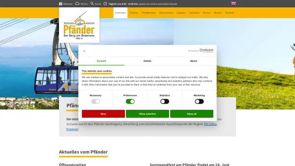 Website Screenshot: Pfänderbahn AG - Pfänderbahn, Pfänder bei Bregenz am Bodensee - Date: 2023-06-26 10:18:43