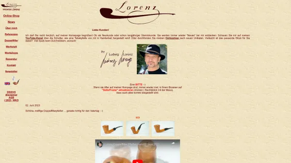 Website Screenshot: Pfeifendesign Lorenz Ludwig - Pfeifen Lorenz Onlineshop - Date: 2023-06-26 10:18:43