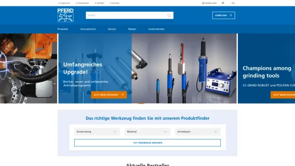 Website Screenshot: PFERD-Rüggeberg GmbH - PFERD-Werkzeuge - VERTRAU BLAU - Date: 2023-06-26 10:18:43