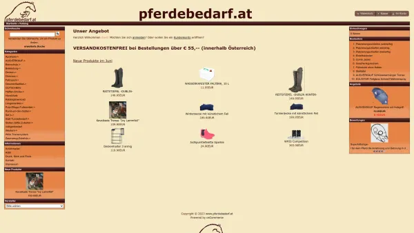 Website Screenshot: www.Pferdebedarf.at DER ONLINESHOP FÜR DEN PFERDESPORT www.teamoutfit.at - www.pferdebedarf.at - Date: 2023-06-26 10:18:43