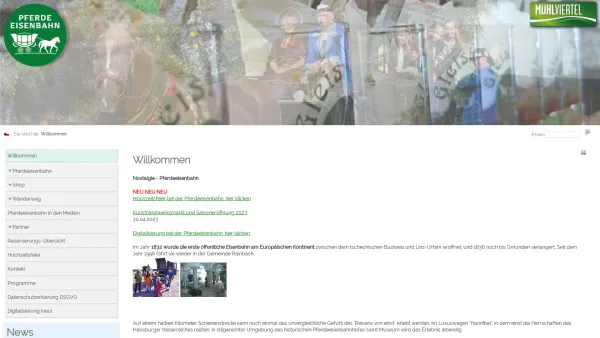 Website Screenshot: Pferdeeisenbahn Museum & Gasthaus - Pferdeeisenbahn - Willkommen - Date: 2023-06-14 10:44:23