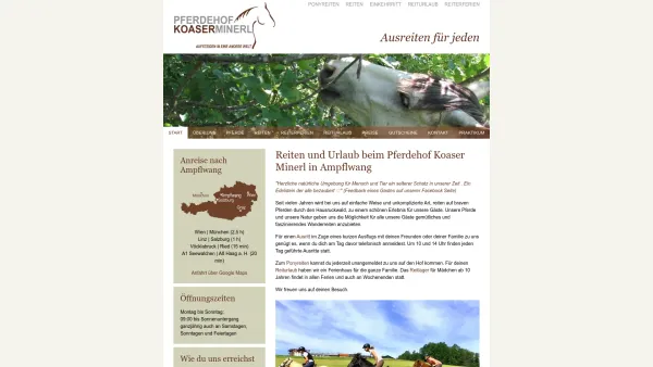 Website Screenshot: Pferdehof Koaser Minerl - Reiten und Reiturlaub in Ampflwang, Österreich - Reiturlaub in Österreich - KoaserMinerl - Date: 2023-06-15 16:02:34