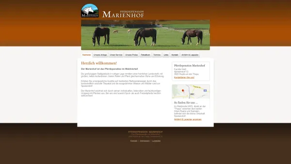Website Screenshot: Pferdepension Marienhof Das Pferdeparadies Waldviertel - Das Pferdeparadies im Waldviertel « Pferdepension Marienhof - Date: 2023-06-26 10:18:43