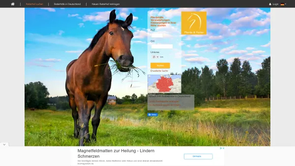 Website Screenshot: Pferde und Reiter - Reiterhöfe in der Nähe suchen und finden für Reiter, Pferde und Tourismus - nach individuellen Anforderungen - Date: 2023-06-26 10:18:43