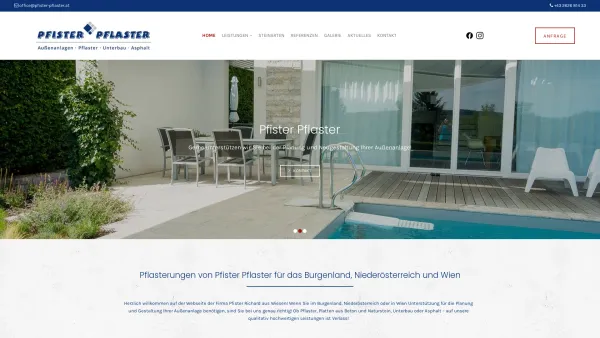 Website Screenshot: Pfister-Pflaster - Pflasterungen bei Pfister Pflaster für das Burgenland, Niederösterreich und Wien - Date: 2023-06-15 16:02:34