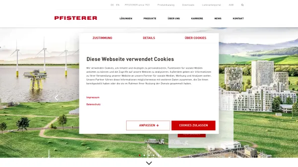 Website Screenshot: Pfisterer - PFISTERER - the power connection - Date: 2023-06-14 10:44:23