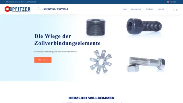 Website Screenshot: PFITZER Verbindungstechnik - PFITZER Verbindungstechnik GmbH – Zollgewindeschrauben - Date: 2023-06-26 10:18:43