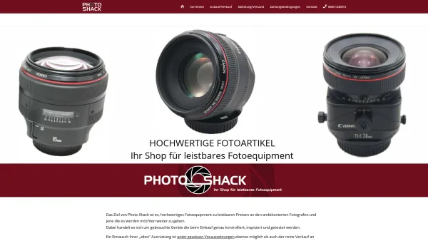 Website Screenshot: Photo Shack Canon Shop für leistbares Fotoequipment Wien - Photo Shack - Canon Shop für leistbares Fotoequipment - Wien - Date: 2023-06-26 10:18:46