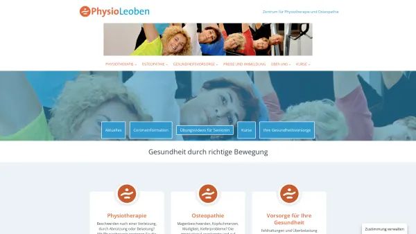 Website Screenshot: PhysioLeoben - PhysioLeoben – Zentrum für Physiotherapie und Osteopathie - Date: 2023-06-15 16:02:34