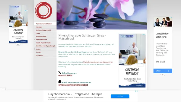 Website Screenshot: Physiotherapie Schänzer - Physiotherapie Schänzer Graz, Mariatrost - Physiotherapeutin Brigitte Schober - Date: 2023-06-15 16:02:34