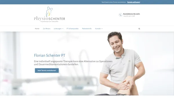 Website Screenshot: Physiotherapie Wien Physiotherapeut Schenter - Physiotherapie Schenter – Physiotherapie und Osteopathie - Date: 2023-06-26 10:18:49